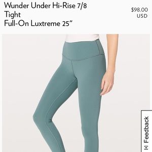 Lululemon Mystic Green Wunder Under Leggings